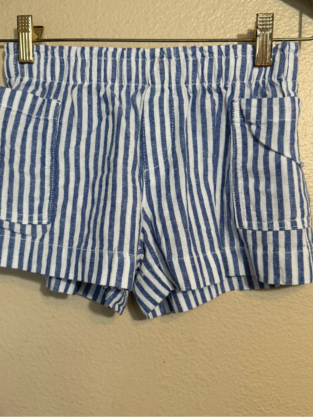 Striped Blue and White girls Casual Shorts small linen cotton